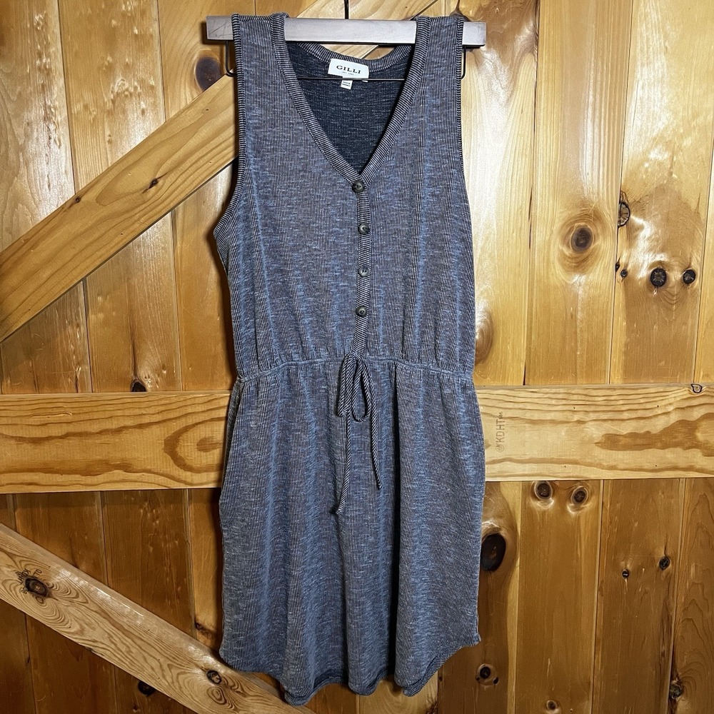 Gilli Gray‎ Sleeveless Mini Dress Women's Large Pockets 100% Rayon